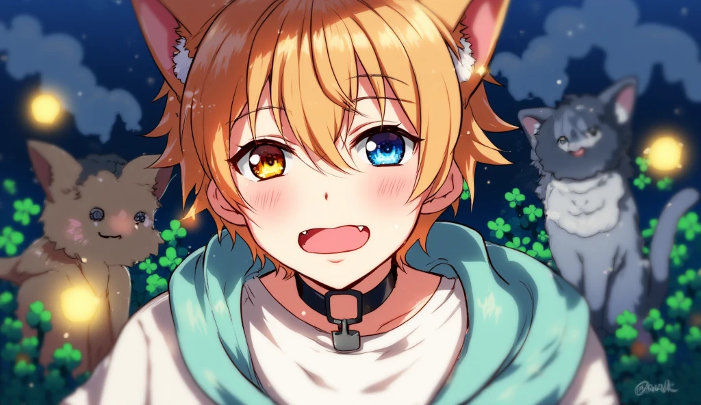 kemoshota, close up face, kiss, dynamic angle, lookin at viewer