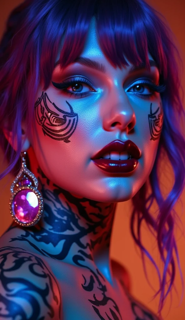closeup portrait of beautiful (80s cyberpunk:1.3) woman (ErinNobodySD15) lips pressed (serious:1.2) look (bright side light rim light:1.2) deep dark shadows dramatic camera angle high contrast color grading (masterpiece:1.2) (photorealistic:1.2) (bokeh:1.2) (best quality) (cosplay)(detailed skin:1.3) ( pressing boobs) (pink )(intricate details) (8k) (HDR) (cinematic lighting) (sharp focus) (80sDarkFantasySD15b:1.2)