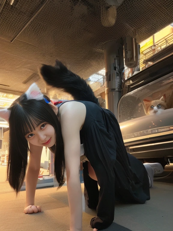 Cats, the background is white, Mismatched pupils, lightsmile, Anime, Anime, surrealism, wide angles, ultra wide-angle, Wide Shot, 8K