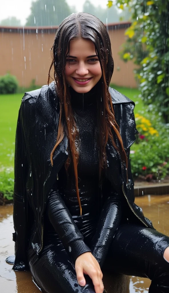 in an empty field raining