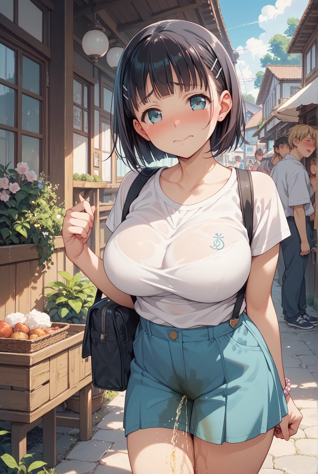(8K, RAW Photos, 最high quality, masterpiece:1.2), high qualityのRAWカラー写真, Professional photo shoot, Cinematic Light, alone, (((young woman, Gal))), (Sharp features), (Small face), (Skin with attention to detail:1.2), clavicle, Cute face, beautiful appearance, Long eyelashes,Girl Turning Around, smile, (Black Hair, Long straight line), Tank top, Tight high leg panties, Birds chirping, Confident attitude, Capture the happy moment, Artistic painting,Attractive thighs, sneakers:1.2, (Very nice touch:1.2),はにかんだsmile), Peaceful atmosphere, Oil painting style, Bright colors, (Are standing:1.5, lean on a tree, Full body portrait), Smooth texture, Gazing Eyes, beautiful Skin, Shiny skin, ((Perfect Fingers, Five Fingers, Anatomically correct)), Background Blur, high quality, Surreal, ((Very detailed, photo shoot)),thin、Open shirt、showing her 、beautiful Abs、Baseball cap、Sweaty、beautiful 、My whole body is wet with sweat