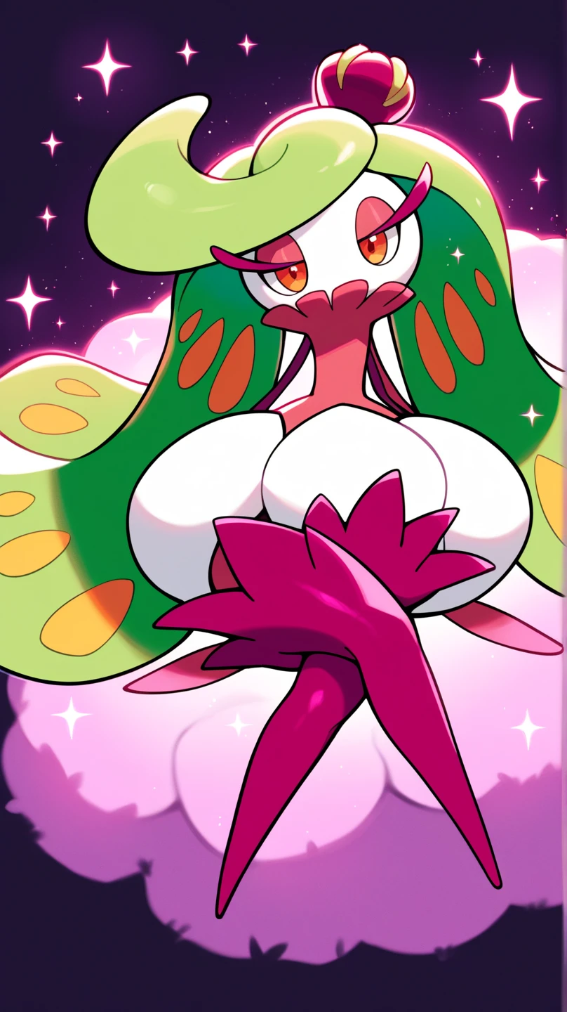 Highest quality, Highest quality, High quality illustrations, masterpiece, Ultra-high resolution, Detailed Background, night, Absurd, Perfect Anatomy, Good lighting, Shadows in the movies(kemono, Furry PersonifiCation), Shaymin, anthro, female, NSFW, pussy, tits, crouching, behind view, back view, looking back at viewer, low angle view, worm's eye view, first person view, Stick your butt out, Pay attention to the butt, looking at viewer, smug smile, sultry grin, tongue out, licking lips, dominatrix, dominant female, naked