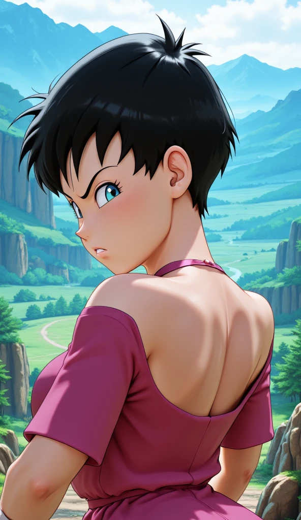 Videl beautiful 1girl anime, with super realistic and well detailed fighting outfit