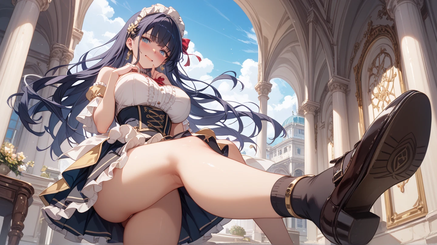((((((Reaching Out 1.3)))))),((((A city in ruins at your feet)))),((((Kneeling)))),Fantastic,long legged,(((A Princess))),(((((Full body depiction))))),((((Randomly sexy poses)))),((((Beautiful soles))))、((((Five fingers on a beautiful sole)))),Big Chest Ribbon,((Teary-eyed)),((((((Colossal tits)))))),((embarrassed from)),Blushing,(((((((Big girl sitting on the roof of the church beyond the tower))))))),((((lowfers)))),the Extremely Detailed CG Unity 8K Wallpapers,top-quality,ultra-detailliert,masterpiece,realisitic,Photo Real,Bright lighting,extremely detailed cute girl,18year old,Innocent big eyes,A detailed eye,(Silvery hair),(shorth hair),(bangss),flawless skin,shinny skin,fair white skin,Fine skin,((((large full breasts)))),((((((plump thighs)))))),((perfect anatomia,nice hand,perfect hand,Five fingers connected to the palm of the hand,accurate hands without incongruity)),Show off panties、pantyshot、(((Super Huge Girl Cute Princess Dress Costume、white colors)))、(((knee high socks))),front facing,(fumo),(fires),(((Rubble Town)))、Ground cracking,