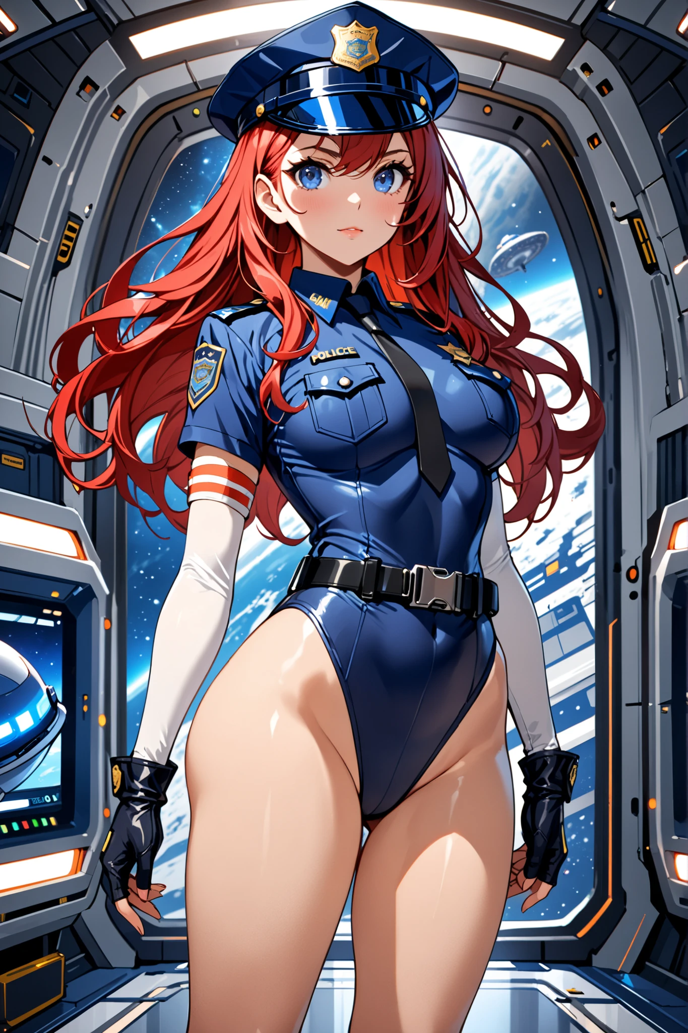 (((pixel-perfect, detail-perfect))), 1girl, pilot, medium breasts, leotard, highleg leotard, 1belt, tight belt, heart emblem on the chest, bare legs, boots, solo, solo focus, sleeveless, hands on hip, standing, ultra highres, absurdres, beautiful face, detailed eyes, symmetric eyes, perfect body, good proportions, japanese mountain backdrop, full body shot, cowboy shot
