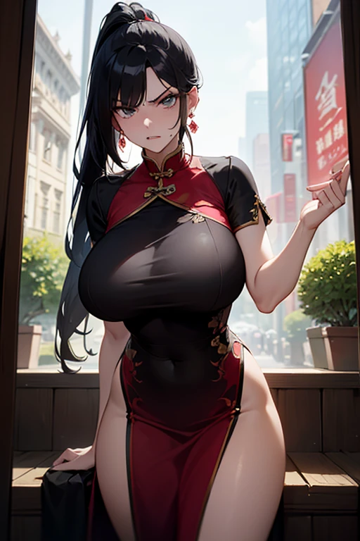 1female,36 years old,熟妇,mature,Bigchest,Big breasts Thin waist,long leges,Raised sexy,Pornographic exposure, 独奏,(Background with:Chinese restaurant) She has short black hair,standing on your feet,Sweat profusely,drenched all over the body,seen from the front, hair straight, mostly cloudy sky,(((tmasterpiece),(Very detailed CG unity 8K wallpaper),best qualtiy,cinmatic lighting,detailed back ground,beatiful detailed eyes,Bright pupils,(Very fine and beautiful),(Beautiful and detailed eye description),Black eyes,Redlip,ultra - detailed,tmasterpiece,)),facing at camera,(The upper part of the body),A high resolution,ultra - detailed),revealing breasts,Bare genitalia, Bulge,legs are open,sexyposture,Camel toes,Flushed complexion,Open-mouthed,frontage,Floral headdress,double bun hair(Wearing:Red cheongsam,gold thread embroidery,dynamicposes)
