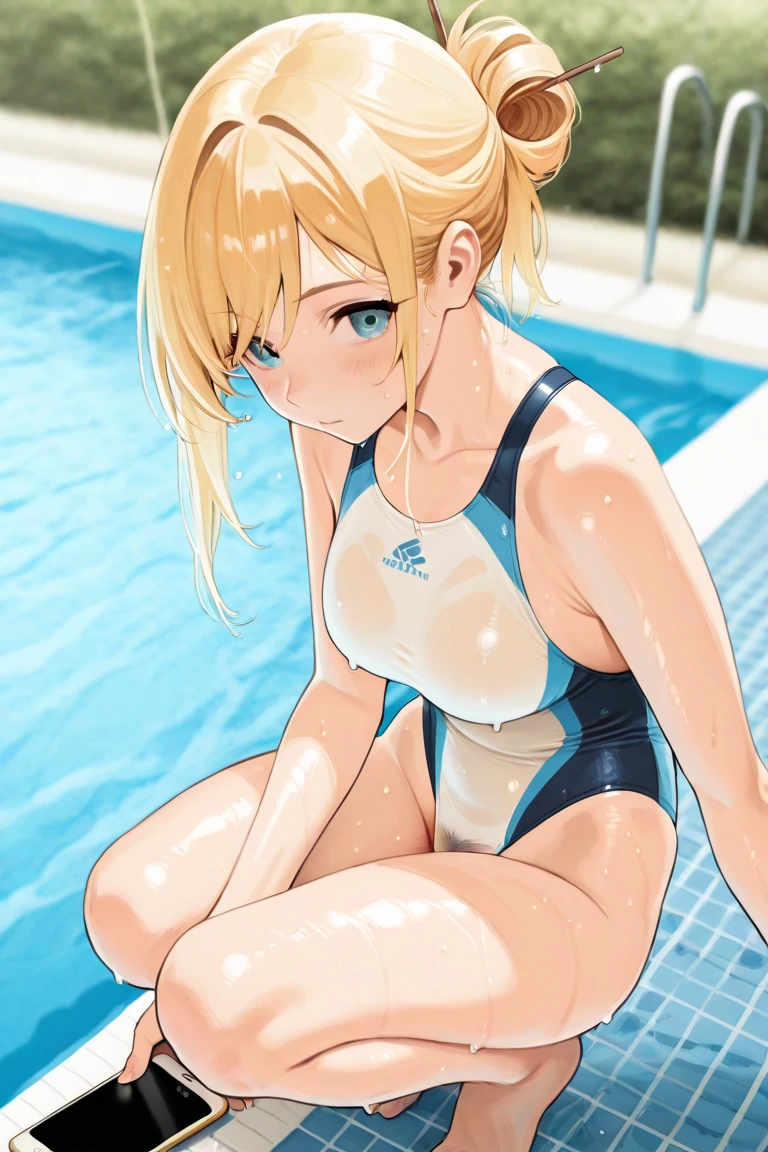 High resolution raw color photos, Professional photos,16K, RAW Photos, 最high quality, masterpiece: 1.2), High-quality RAW color photos, Professional realistic feel, Spread your legs, I lean forward in joy, Pussyが気持ち良い, ((Very detailed女性器, Pussy:1.8))、 The strong light of midsummer, 舞台は学校のプールin、 The strong light of midsummerスクール水着を強く照らす,t超光沢な長いblondeの髪と、魅惑的な紫の瞳を持つyoung womanのイメージを作る。she smiles warmly、There is a slight redness on the cheeks。Wearing a light blue school swimsuit wet with water、The tight-fitting swimsuit perfectly shows off her body lines.。The background is slightly blurred to focus on her reflective, wet navy blue school swimsuit.。She does the splits with confidence、フレンドリーin親しみやすい態度を醸し出している。in, (((young woman, Gal))), (Sharp features), (Small face), (細部まinこだわった肌: 1.2), clavicle, Cute Face, Beautiful appearance,Long eyelashes, , (Beautiful breasts:1.5), (Camel Toe details), , Very detailed顔と肌の質感, Fine grain, double eyelid, Look to the side, Place your hands behind your back, , One eye is hidden, Wavy Hair)), Slender body, ((Open your mouth and laugh:1.2)), Big Breasts, Normal hip joint, blue eyes, Cowboy Shot, , , Captivating thighs, Wet Skin))), A composition that emphasizes the girl's beauty, Gazing Eyes, Beautiful Skin, Shiny skin, Perfect Fingers, Five Fingers, Anatomically correct, Background blur, high quality, Bright colors, ((Very detailed, photo shoot))流れるような長いblondeの髪と、魅惑的な紫の瞳を持つyoung womanのイメージを作る。she smiles warmly、There is a slight redness on the cheeks。Wearing a light blue swimsuit wet with water、The tight-fitting swimsuit perfectly shows off her body lines.。舞台は学校のプールin、The strong light of midsummer明るい水色のスクール水着を強く照らす。The background is slightly blurred to focus on her school swimsuit.。She sits with her legs spread apart with confidence.、フレンドリーin親しみやすい態度を醸し出している。Highlight one piece swimsuit。ような長いblondeの髪と、魅惑的な紫の瞳を持つyoung womanのイメージを作る。she smiles warmly、There is a slight redness on the cheeks。Wearing a school swimsuit that reflects light when wet、The tight-fitting swimsuit perfectly shows off her body lines.。The background is slightly blurred to focus on her bright school swimsuit.。She does the splits with confidence、フレンドリーin親しみやすい態度を醸し出している。in, (((young woman, Gal))), (Sharp features), (Small face), (細部まinこだわった肌: 1.2), clavicle, Cute Face, Beautiful appearance,Long eyelashes, , (Beautiful breasts:1.5), (Camel Toe details), Very detailed顔と肌の質感, Fine grain, double eyelid, Look to the side, Place your hands behind your back, Camel Toe, ((blonde, Long bangs on one side, Asymmetrical bangs, One eye is hidden, Wavy Hair)), Slender body, ((Open your mouth and laugh:1.2)), Big Breasts, Normal hip joint, blue eyes, Cowboy Shot, , Large Breasts, Captivating thighs, Wet Skin))), A composition that emphasizes the girl's beauty, Gazing Eyes, Beautiful Skin, Shiny skin, Perfect Fingers, Five Fingers, Anatomically correct, Background blur, high quality, Bright colors, ((Very detailed, photo shoot))流れるような長いblondeの髪と、魅惑的な紫の瞳を持つyoung womanのイメージを作る。she smiles warmly、There is a slight redness on the cheeks。Wearing a light blue swimsuit wet with water、The tight-fitting swimsuit perfectly shows off her body lines.。舞台は学校のプールin、The strong light of midsummerスクール水着を強く照らす。The background is slightly blurred to focus on her stretchy navy blue school swimsuit.。she stands confidently、フレンドリーin親しみやすい態度を醸し出している。Y-balance is best_quality,1 young girl,17_years_old,high ponytail,crawling,happy_smaile,Full-length shot,professional_lighting,swimming pool,(spread legs:0.7),arenamidori,green_onepiece_swimsuit,