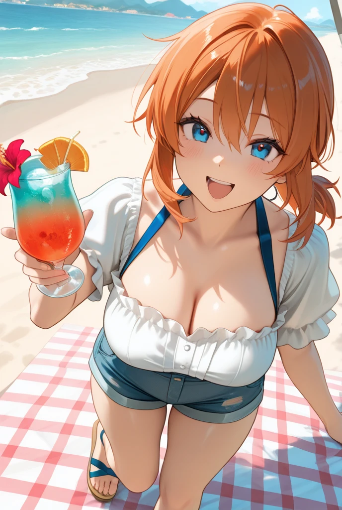 The sun shining under the scorching sun、delay々A wide sandy beach、people who gather there々dark brown skin。「「「brown skin」」」、「「「brown skin」」」、「「「brown skin」」」、「「「brown skin」」」、Among them、筋肉質で健康的なbrown skinの爆乳熟女が、Walking on the beach like a queen in this paradise。her skin is kissed by the sun、shines deep brown、His charming posture attracts the attention of those around him.。She is wearing an aloha shirt、Tropical patterns create a cool and sexy look at the same time。Blue sky spreads out、The orange glow of the sunset glitters and dances on the sandy beach.、She exudes dreamlike beauty in a paradise.。Sunglasses hanging loosely on your head、While protecting those eyes、It further enhances her charm。coconut tree swaying in the wind、In the rippling blue sea、She is relaxing with a tropical juice in her hand。that refreshing drink、Quench your thirst after activities under the hot sun、It makes you feel the taste of paradise。Smiles and cheerful conversations spread around her.、The beach is like a lively and fun festival。
In this eternal summer paradise、The charm of a big-breasted mature woman shines on full display、A pleasant aloha atmosphere。Her presence is like a beach goddess、A fun time continues under the tropical sunshine。