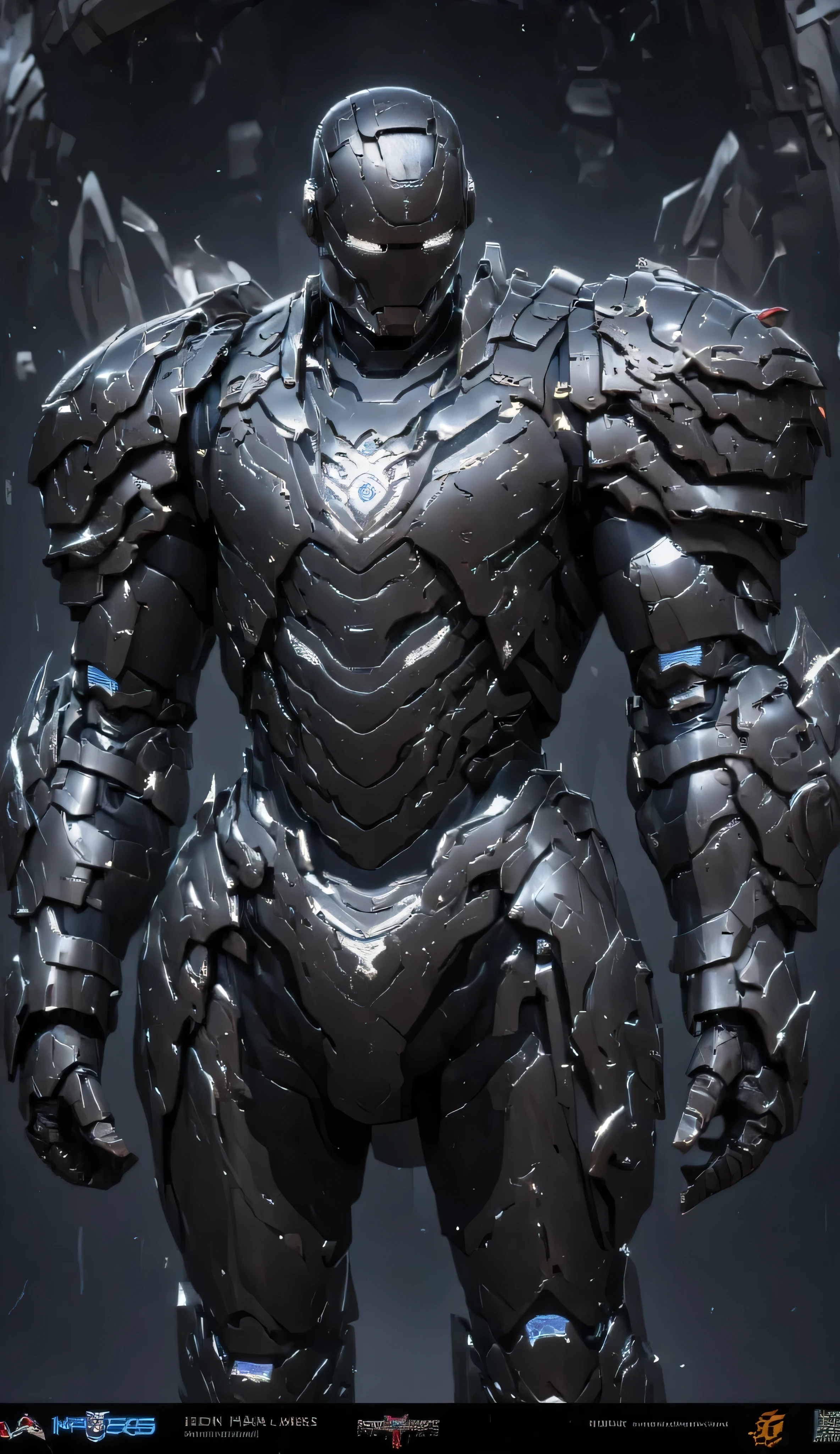 Iron man, silver and Blue, mark 1, knight armor, mechanical knight armor, medieval and futuristic blend