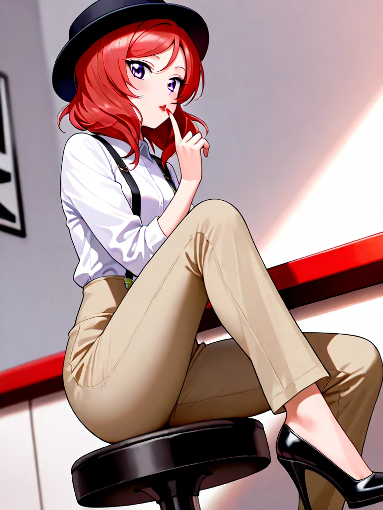 A schoolgirl in a school uniform,sit on a bed,Smooth white tights,A high resolution --auto
