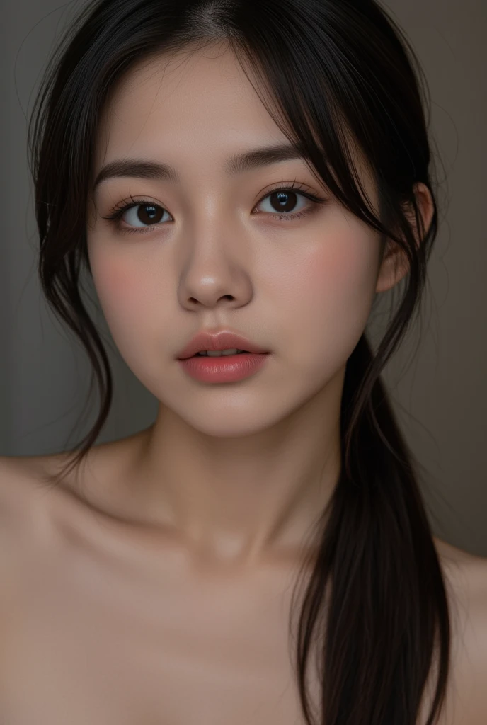 (masterpiece:1.3), high resolution, ultra detailed, extremely detailed CG unity 8k wallpaper, realistic, photo-realistic, RAW photo, beautiful detailed face, pale skin, realistic glistening skin, detailed cloth texture, detailed hair texture, Perfect body, Beautiful Face, accurate, Anatomically correct, Highly detailed face and skin texture, natural neck length, (beautiful hands), (fair skin:1.1), (well-aligned teeth:1.1), (Sweaty skin:1.2),
BREAK,
Detailed eyes, symmetric eyes, Light Brown eyes, Double eyelids, Thin eyebrows, (Glossy lips:1.4), ((A face with waiting for a kiss:1.2)), (blush:1.1), (A sparkling small hair accessory:1.1),
BREAK,
(A classy and Cute woman1.3), (nude, nsfw, nipple:1.4),
BREAK,
medium large breasts, slender figure, firm abs,
((ponytail, Dark blonde hair, wavy hair, long hair, asymmetric bangs:1.2)), (cowboy shot:1.2), (looking at viewer), , From above,
BREAK,
((Sitting side by side on the classroom)
