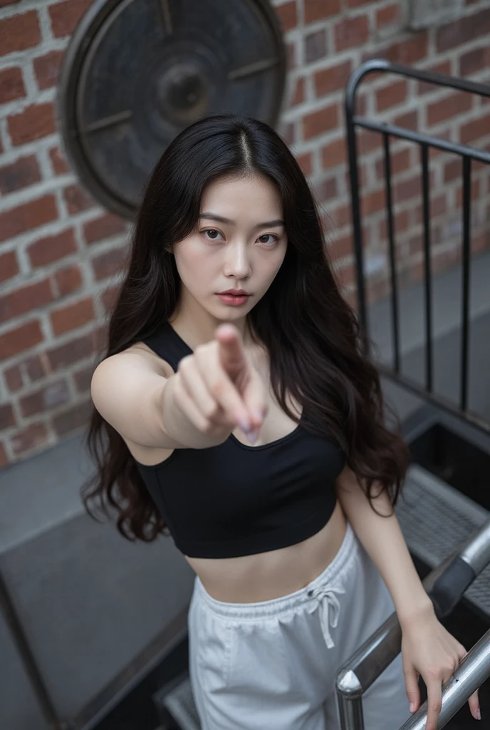 Jennie kim, cabello naranja, ondulado, labios carnosos, Doll lips, ojos grandes.