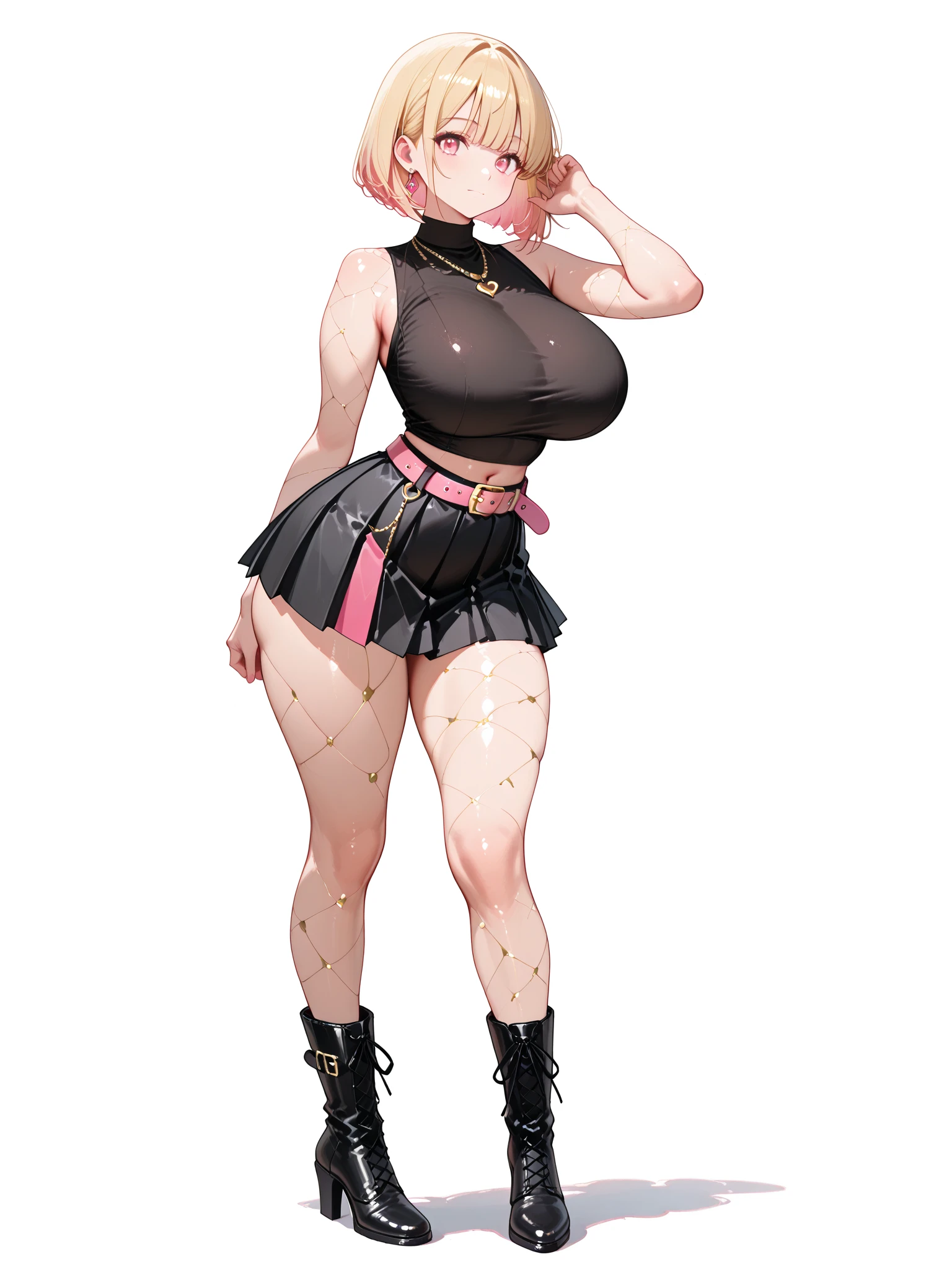 Erotic Anime Illustration、High resolution、A plump dark-skinned female ninja flirting in an alley、gray hair、beautiful eyes、lovelive、Kagamine rin、ecstatic expression、Overwhelming huge breasts that go beyond common sense、thick legs with fat、perfect proportions、cowboy shot、Ninja Cosplay Costume、expose the navel