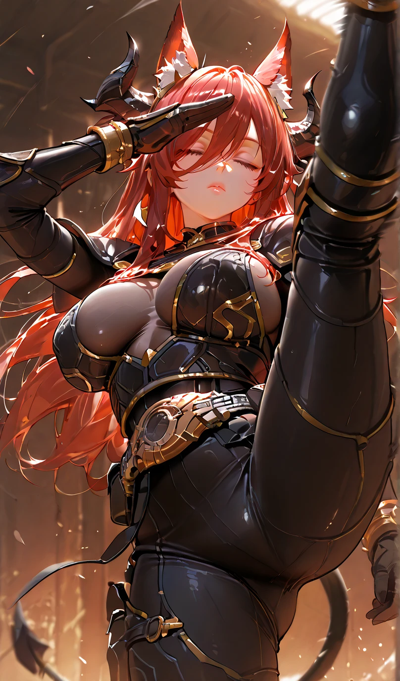 (masterpiece), best quality, female warrior, dark fantasy, huge girl, female muscular:1.2, ginger hair, curvy:1.6, (thick thighs:1.6), (((blank background))), ((full body)), fingerless gloves, long boots, sleeveless, (straight hair), (fur top) , strapless top, (spread legs), (squatting), ((legs apart))