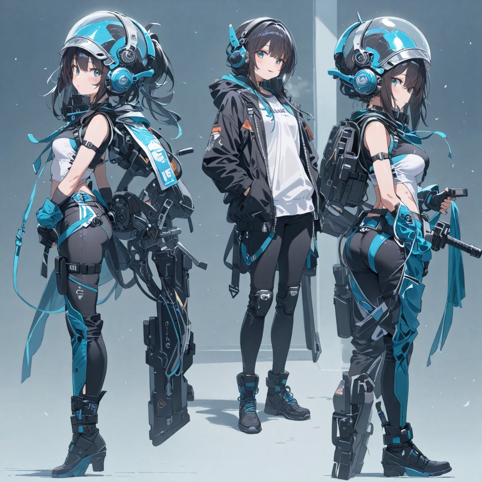 Anime girl in short skirt and jacket standing next to giant robot, guweiz style artwork, cyberpunk anime girl mecha, trend on cgstation, guweiz, Russell Dongjun Lu, digital cyberpunk anime art, guweiz on artstation pixiv, ross tran 8 k, mecha network armor girl