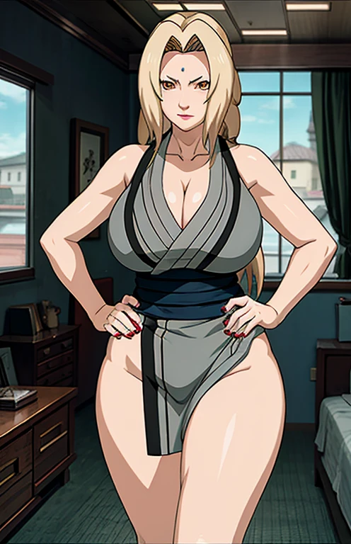 ((Award-winning photorealistic digital masterpiece of hyperrealism)), ((insanely highly detailed, complex, intricate, perfect rendering.)) solo, Full body of an Extremely beautiful (((60 years old mature woman))). She's an evil empress. (((colored skin, dark skin, dark skinned, shining golden blonde intricate hair, red lipstick, black eyeshadow))) She's lovestruck. She's wicked. She's loving. She's selfish. She's manipulative. She's a wise natural femme fatale, always oozing an unconscious seductive atmosphere. She's tantalizingly sensual without effort at all, due to her elegant poise and Very classic very Feminine behavior. Her facial expression is of love. Her facial expression is of loving. Her facial expression is of being lovestruck. Her eyes are soft, clear and wanting. Her long hair is glossy and intricately done. Her full, thick lips curve up teasingly in an open breathless smile, provocative rose red lipstick painting them. Her makeup is flawless and professional. Her exotic beauty is dangerous, evocative of womanliness, evocative of femininity. She exudes a Motherly aura. She exudes a Maternal aura. Her hips are big, wide, thicc, child-bearing hips. Her ass is thicc fat and big, her huge buttocks jutting out tremendously, given their extreme projection. Her snatched waist is thin, narrow and cinched, like wasp's. Her slim belly is slender and flat, her abs are flat. Her thighs are thick, shapely, possesing both muscularity and fat. Her calves are toned and sculpted by the heels she wears. She wears complex jewelry and stylish fashionable acessories. She wears sexy lace wrap up heels that go up to midcalf. Her face is mature, loving, regal, maternal, lovestruck, motherly and perfect.