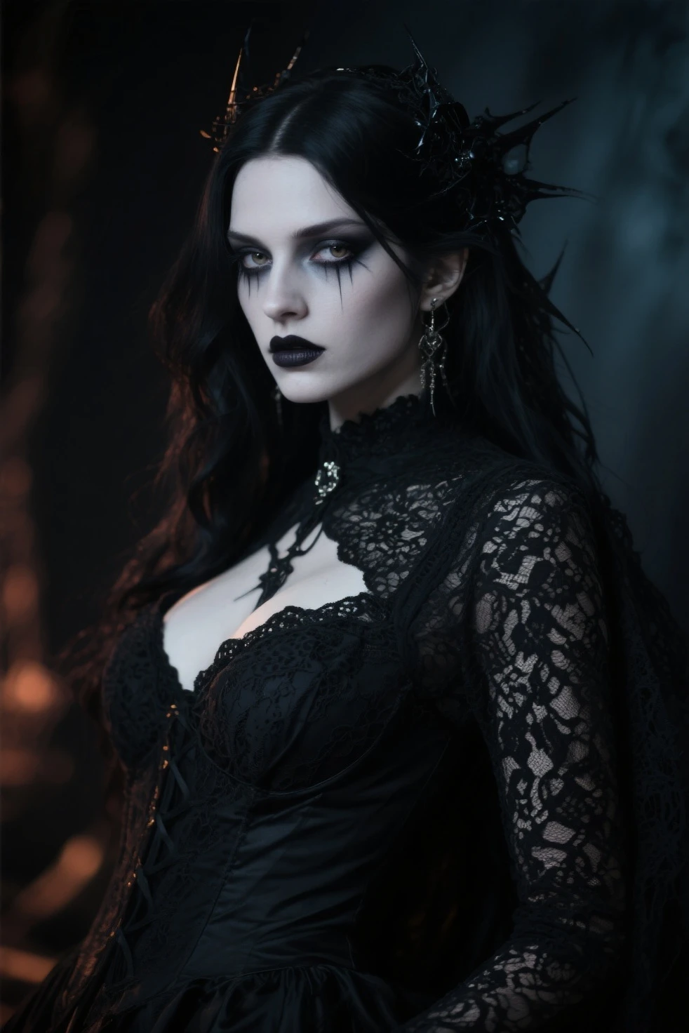 Style-Widow, award winning (photo:1.2) of a beautiful woman with face hidden by veil, facing away, standing in an abandoned Victorian house, high heels. moody and melancholic atmosphere with black background by lee jeffries nikon d 8 5 0 film stock photograph 4 kodak portra 400 camera f 1 6 lens rich colors hyper realistic lifelike texture dramatic lighting unrealengine trending on artstation cinestill 800 Style-Necromancy