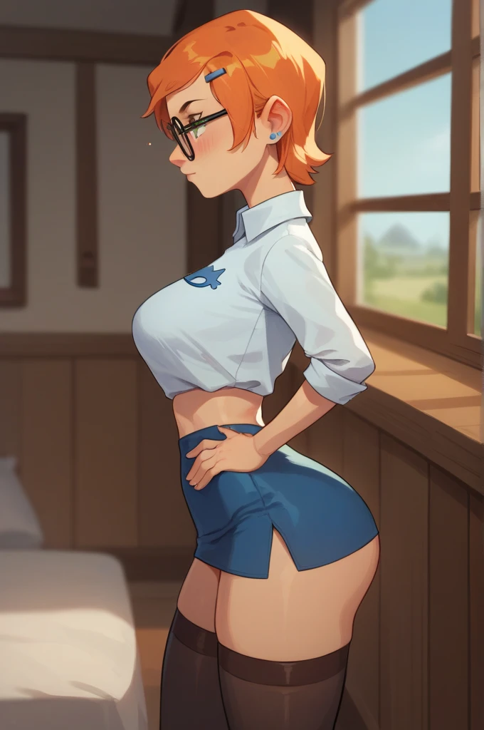 woman,,,Igawa Sakura,,Large Breasts,Big Ass,Embarrassed face,,uniform,,Red tie,Green Skirt,White shirt