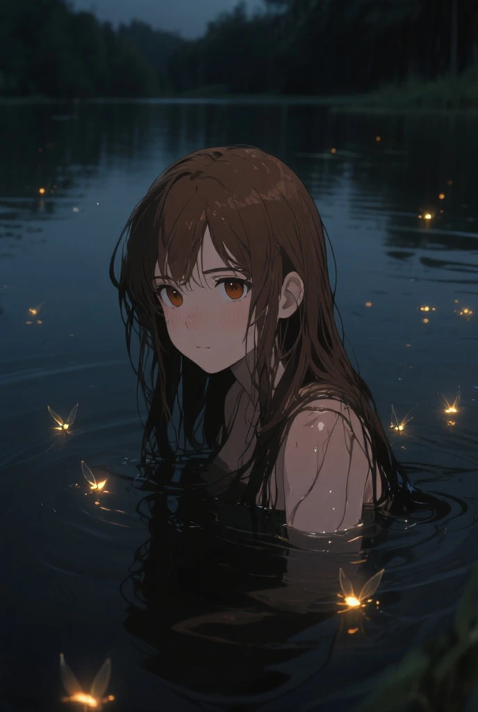 score_9, score_8_superior, score_7_superior, score_6_superior, sauce_anime, Partially underwater,
One girl, Long Hair, Brown Hair, Wet Hair,
White Dress, Swamp,
Dark Background, Blurred Edges,
