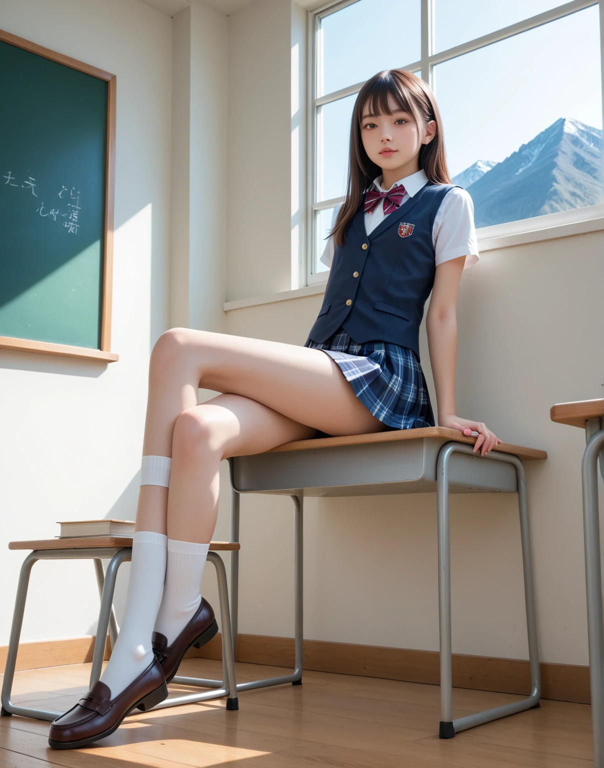 Real schoolgirl with honors reading books in library with bookshelves、Wearing a seraph、Wearing pantyhose、Sailor Clothing、raw,(8K、top-quality、​masterpiece:1.2)、(intricate detailes:1.4)、(Photorealsitic:1.4)、octane renderings、Complex 3D rendering ultra detail, Studio Soft Light, Rim Lights, vibrant detail, super detailing, realistic skin textures, Detail Face, Beautiful detail eyes, Very detailed CG Unity 16k wallpaper, make - up, (detailedbackground:1.2),shinny skin、Exposed thighs!!!