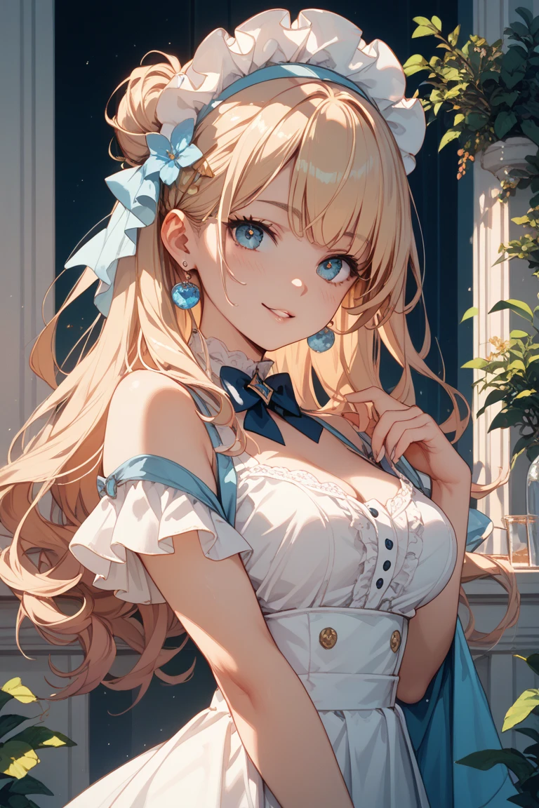 Ayaka,((golden hair)), fox ears,beautiful face,smiling,close up upper body, moderate breast,sitting on a bed,wearing white sleepwear, (open mouth:0.4),illustration,detailed textures,ultra-detailed(realistic),portrait style,vivid colors,soft lighting.