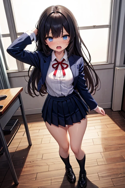 RAW Photos, Highest quality, High resolution, Very detailed、 8K image quality、Two schoolgirls、Panties、skirt、blazer、13 years old、school gate、The teacher is standing、Getting to and from school