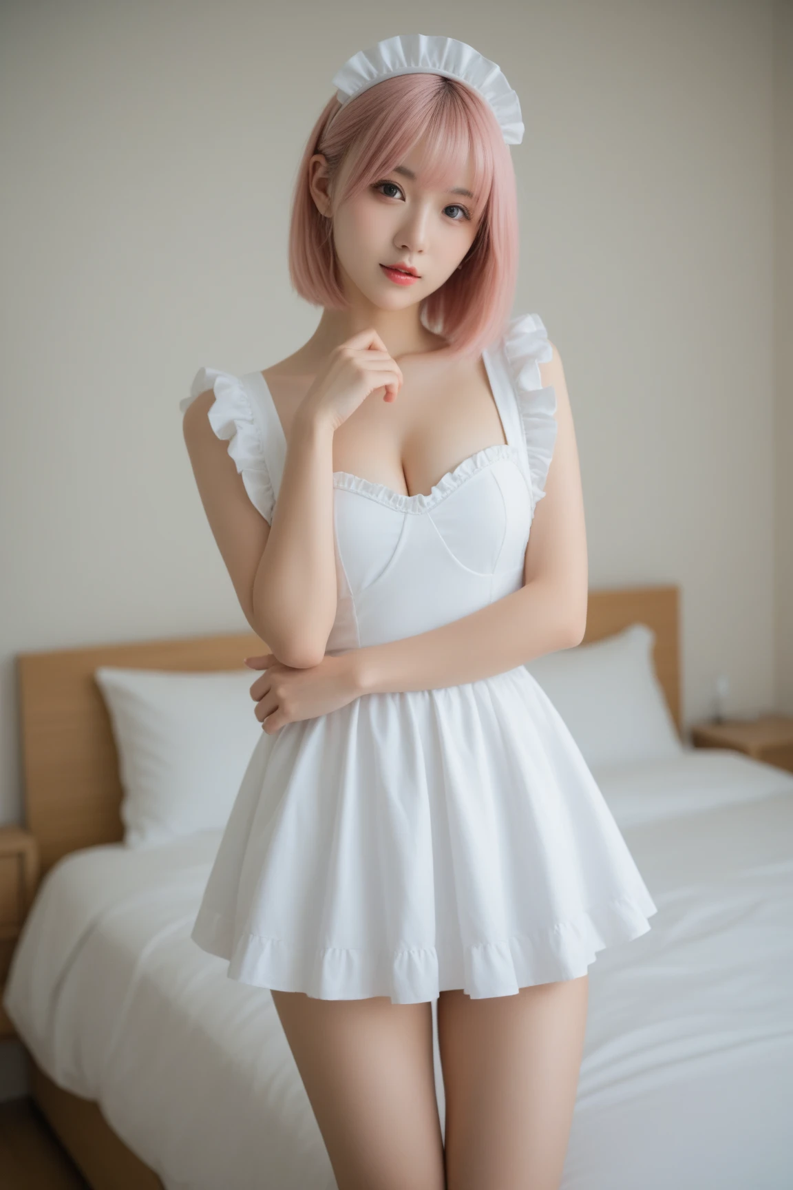 8K, Ultra-high resolution, Highest quality, masterpiece, 三分割法によるphotograph,Surreal, photograph, 1 Girl, (16 years old:1.3), pretty girl, Cute face, 細部まin美しい目, In detail,masterpiece,, One Girl:1.2, Japan Female Announcer, ((Highest quality, 8K, Tabletop: 1.3)),{{Tabletop}},figure,Highest quality,the Extremely Detailed CG Unity 8K Wallpapers,One Girl_一人in,full_body,from_Downに,look up_in_Audience,look up_Down,(White Pantyhose:1.3),(No shoes:1.3),bed,Purple hair,Twin tails,露出したDown着,window,hair_ribbon,Strong Rim Light,Camel Toe,