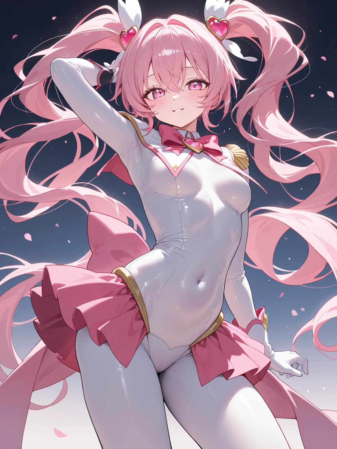Anime girl poses nude with pink hair and white top, seductive anime girl, pixiv 3dcg, digital art on pixiv, 8k high quality detail art, in pixiv, cherry blossom haruno