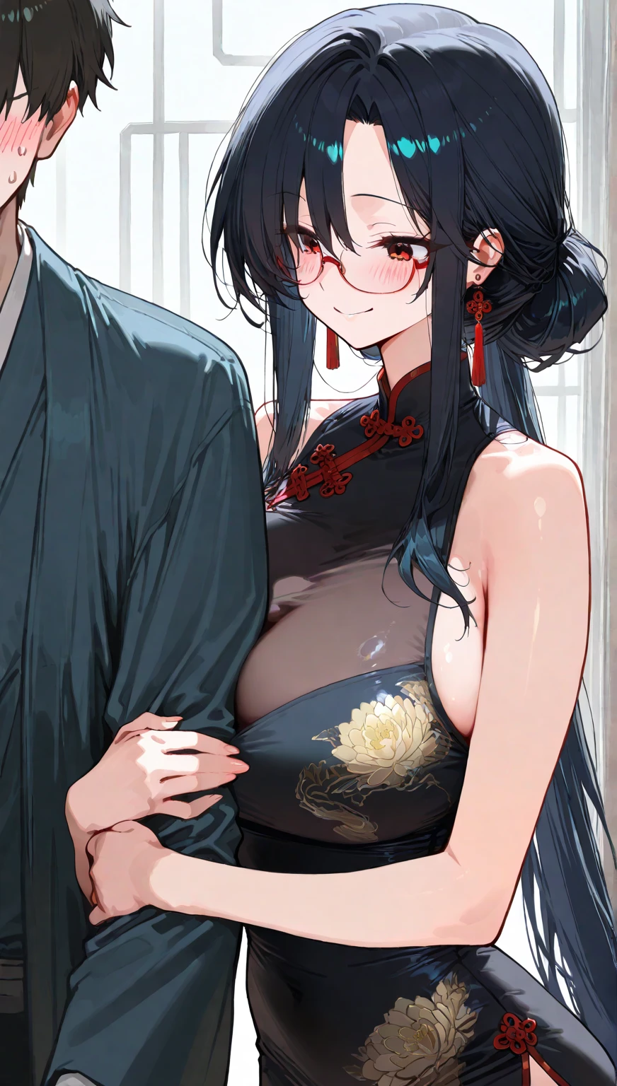 A tragic historical drama in 8k live-action style: Beautiful palace secrets A beautiful 10-year-old Chinese Kung Fu princess with long black hair is being examined by a doctor Gorgeous embroidery, Ultra glossy, She is wearing a shiny blue long sleeve floral pajama kung fu suit.... She shows her pussy to the doctor
