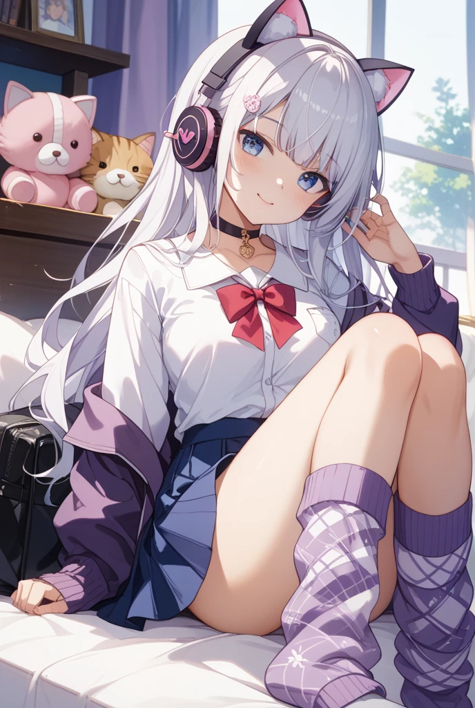 A beautiful girl with white hair and blue shirt, posing seductively in a room, detailed anime style, attractive anime girl, ink wash painting anime, 4k anime wallpaper, cute anime girl art, ecchi anime style, best anime girl, cute anime aesthetic, beautiful anime girl, (1girl), beautiful high school anime gir