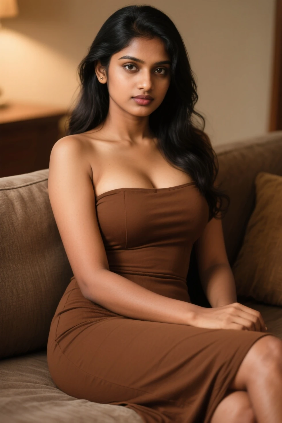 masterpiece:1.2, best quality), (real picture, intricate details), dslr shot of busty sri lankan girl in tight dress showing her huge sweaty armpits stain
