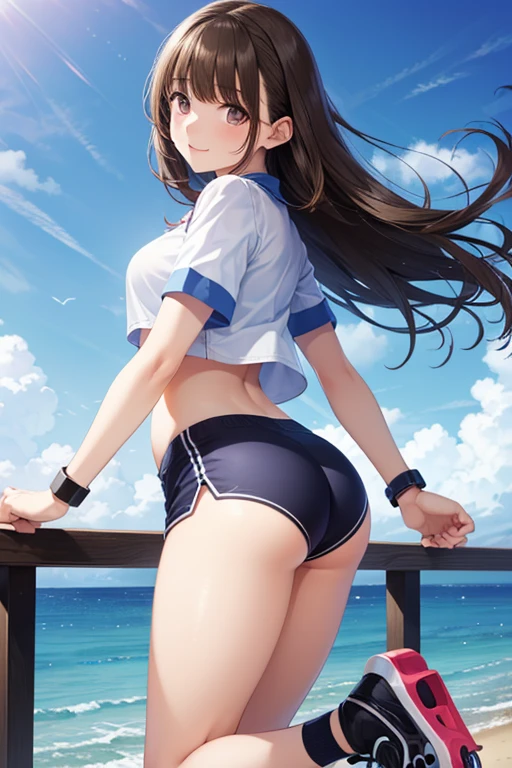 1girls,ass,big ass,big butt,clothes,non-nude,solo,sports,water drop