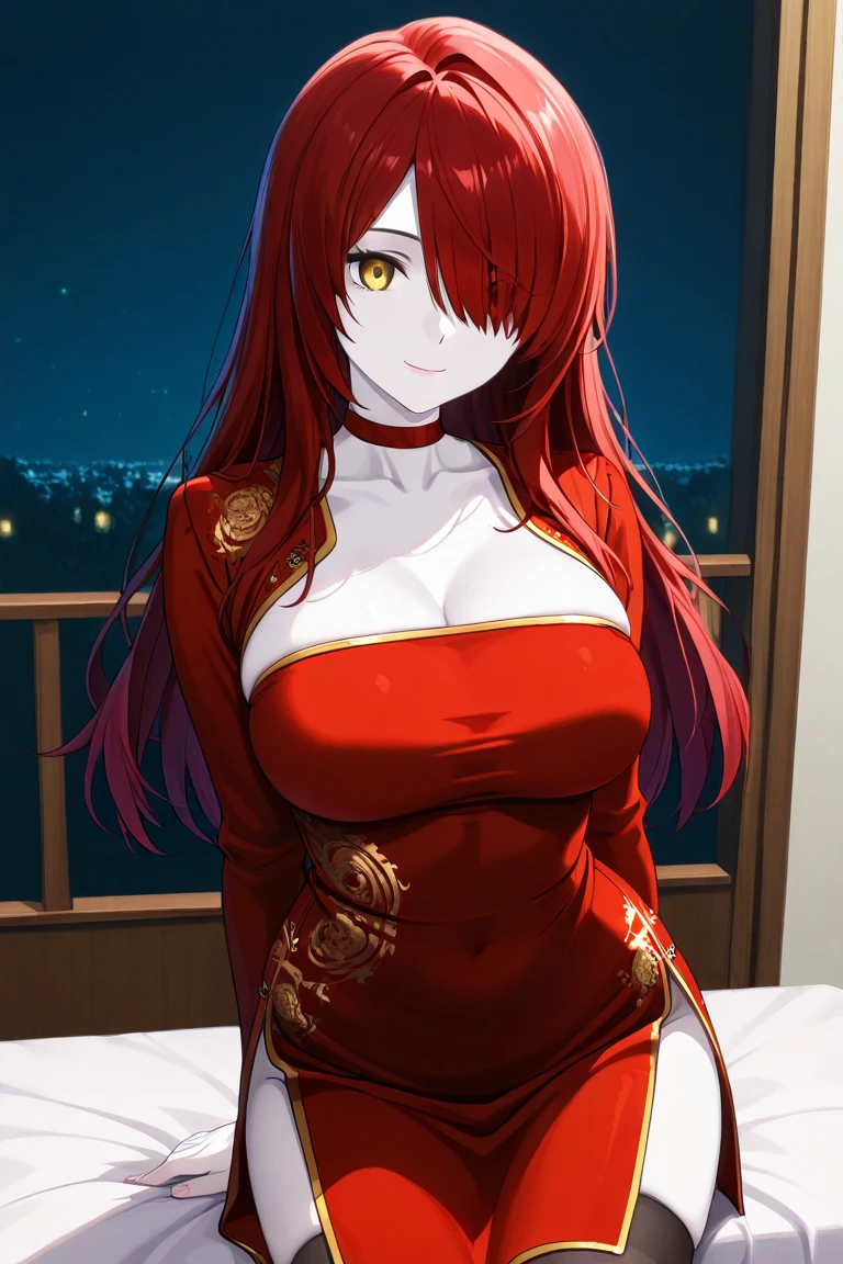 masterpiece, best quality, highres, rias gremory, 1girl, long hair, (without clothes:1.2), (naked), red hair, ahoge, blue eyes, (big naked breasts with nipples:1.2), sexy, porn, very long hair, huge ahoge, bedroom