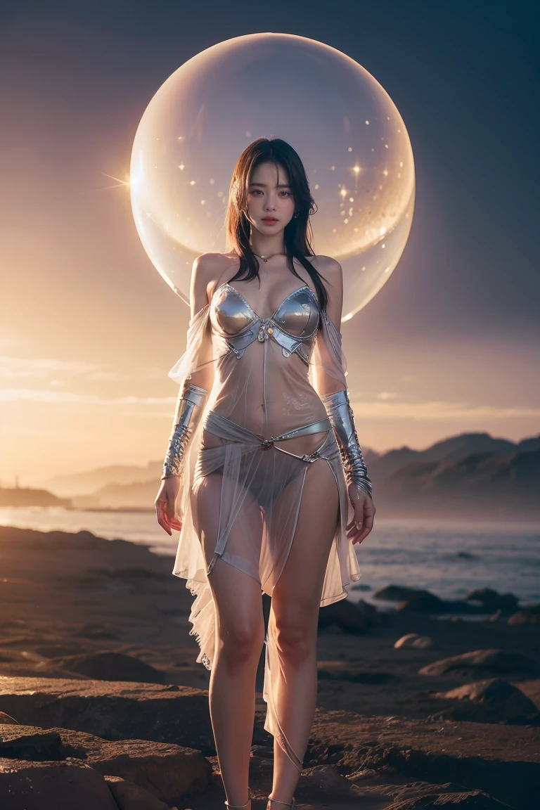 (realistic:1.3), finely detailed, quality, rembrandt lighting, (masterpiece:1.2), (photorealistic:1.2), (best quality), (detailed skin:1.3), (intricate details), dramatic, ray tracing, 1girl, japanese girl, 21 years old, detailed skin texture, (blush:0.5), (goosebumps:0.5), subsurface scattering, smiling,very long hair, dress, cloudy sky, night sky, stars, smoke, steam, full body, dynamic pose, <lora:YingY:1>