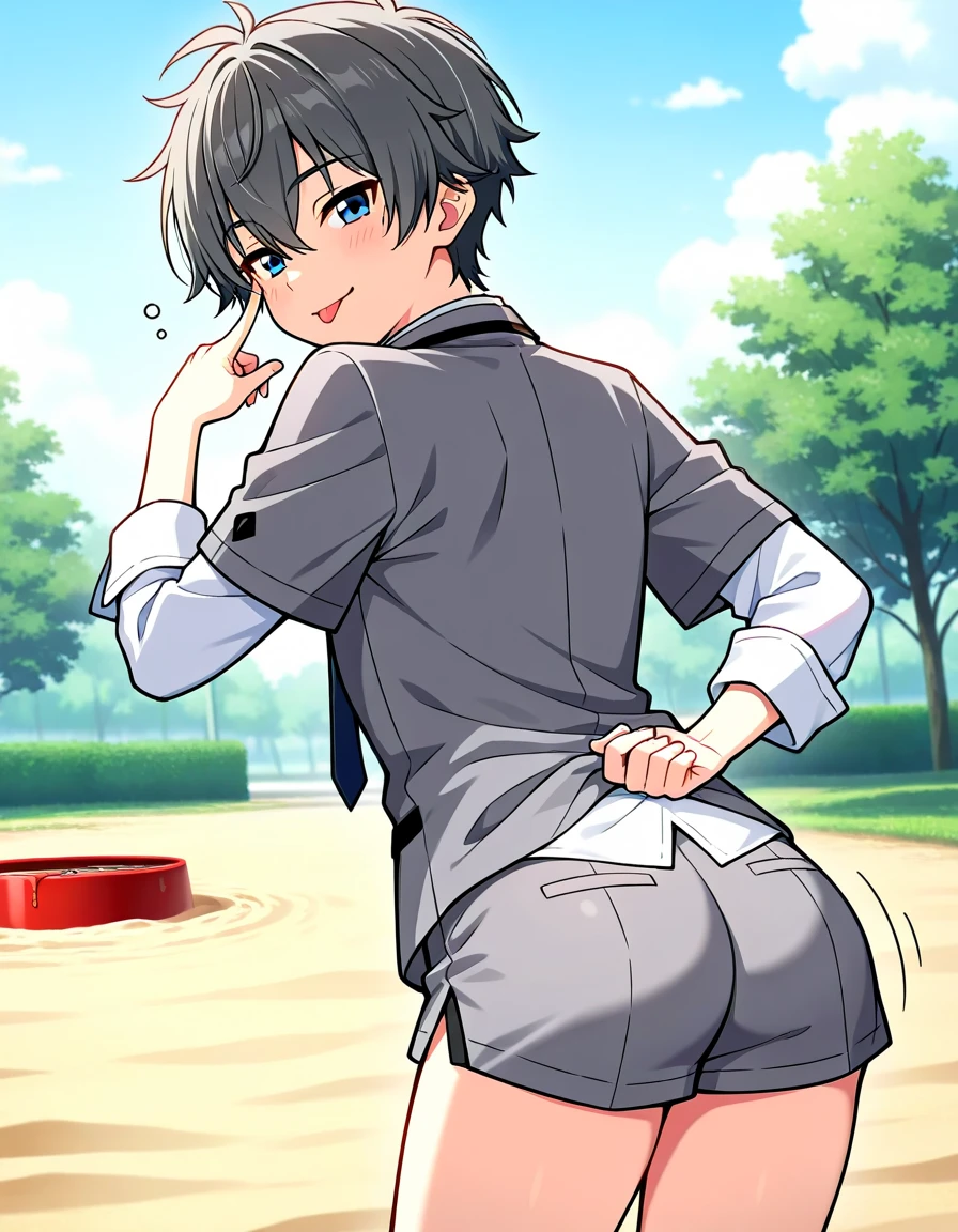 1boy, feminine and girly, trap, twink, leaning forward, outdoors, background, blush, black hair, fundoshi, big butt, ninja, slutty and lewd boy, the boy is about , butt, small bulge, nighttime, (night), shinobi outfit, multiple people, large crowd, (festival), ass shake, seductive, sweaty butt, anal juice, (anal), ((orgy)),