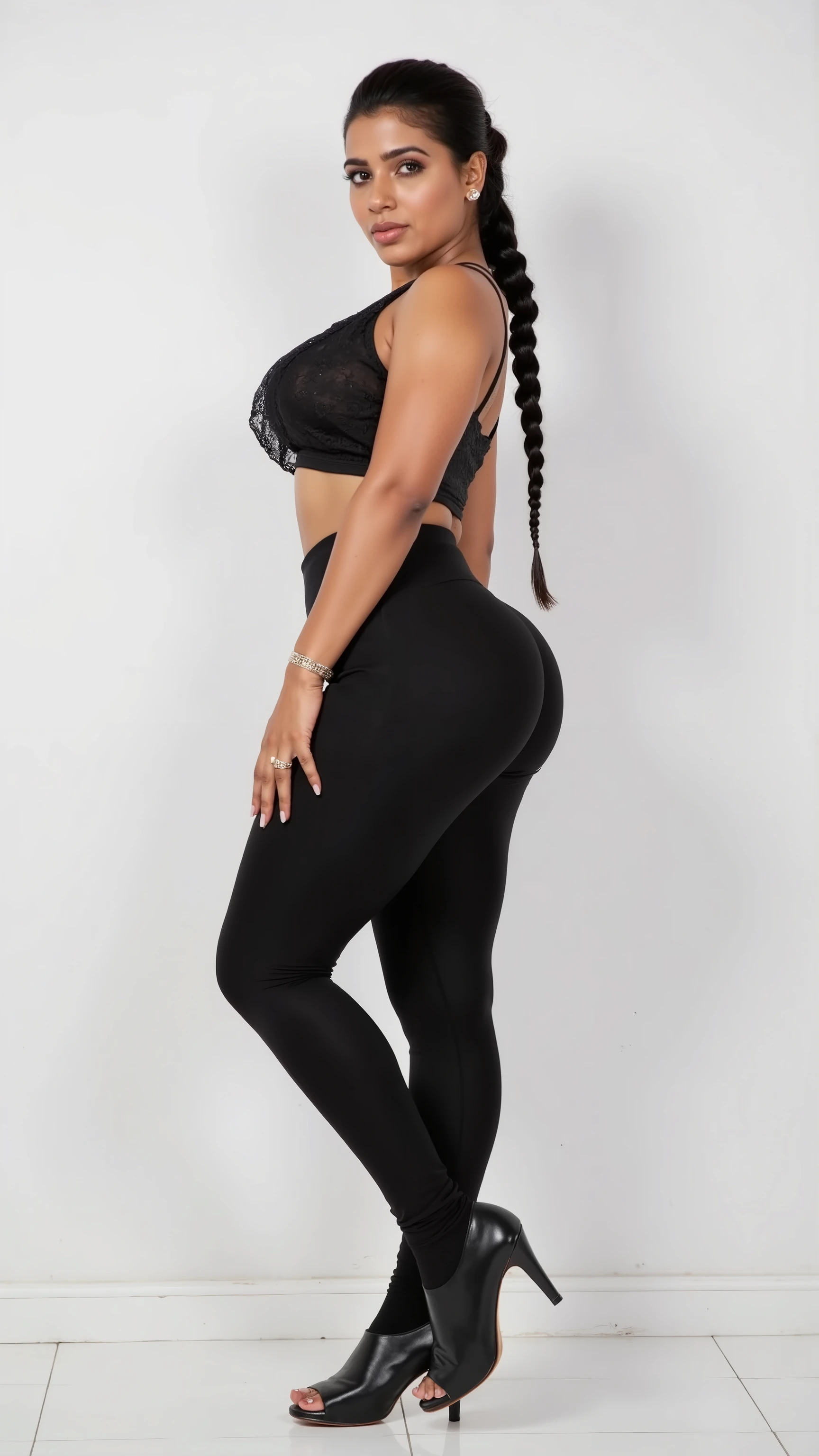 Three meters long blonde hair， top， hason， Black pantsuit，black heels，An extremely tall, strong, plump and sexy woman， 1girll， full body shot shot，Extremely exaggerated huge thick breasts，Elongated waist，Extremely exaggerated and huge thick buttocks，Super long big thick legs，Extremely thick leg muscles， FL4R3， high-heels， （Sharp focus：1.2）， sportrait， （posing on a））， （beauitful face：1.1）， Detailed eyes， lusciouslips，full body shot shot。