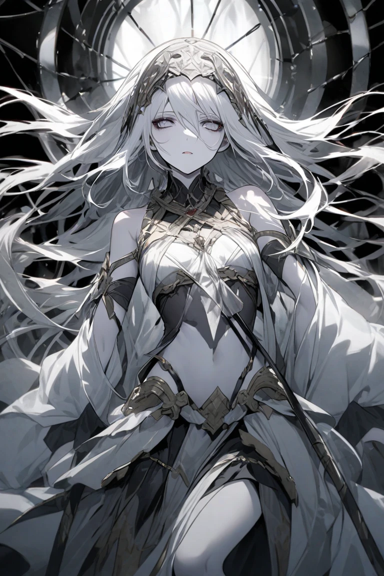 ((masterpiece)), (((best quality))), ((ultra detail)), ((illustration)), reflection, sharp focus, front lighting, intense shadows, realistic (beautiful detailed eyes), eyelashes, extremely tender and beautiful girl, ((red eye)), silver hair, jacket, trousers, long hair, with a katana, navel, medium breasts, shiny skin, cinematic lighting mask, beam tracing, depth of field, dynamic angle, looking at the viewer, (((best building))), (blood on face)