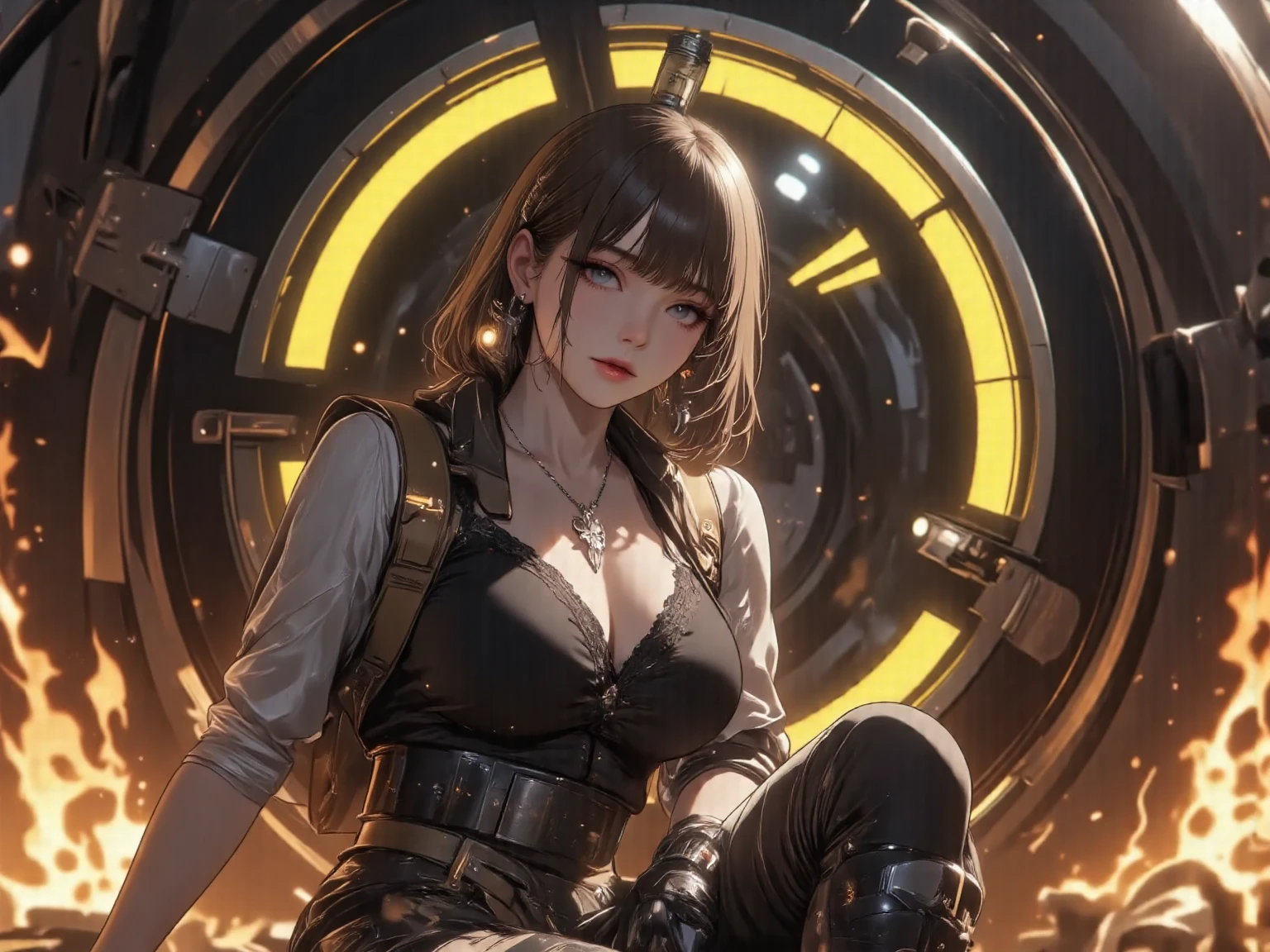 Cute Lolita, cleavage, areolas protruding, breasts indentation ((Realistic light, Best quality, 8k, Masterpiece :1.3)), Selfie, 1girl, Pretty woman with perfect figure :1.4, abs :1.1, (short straight black hair with bangs, Huge breasts :1.5), turtleneck sweaterdress :1.2, Bed, Ultra-detailed face, Detailed eyes, Double eyelid, perfect hands perfect fingers perfect breasts perfect hair perfect face perfect body perfect composition, at home relaxing, in living room, mansion, expensive home, big expensive tv, expensive couch, detailed background, ray tracing, unreal engine, highest resolution hyperrealism