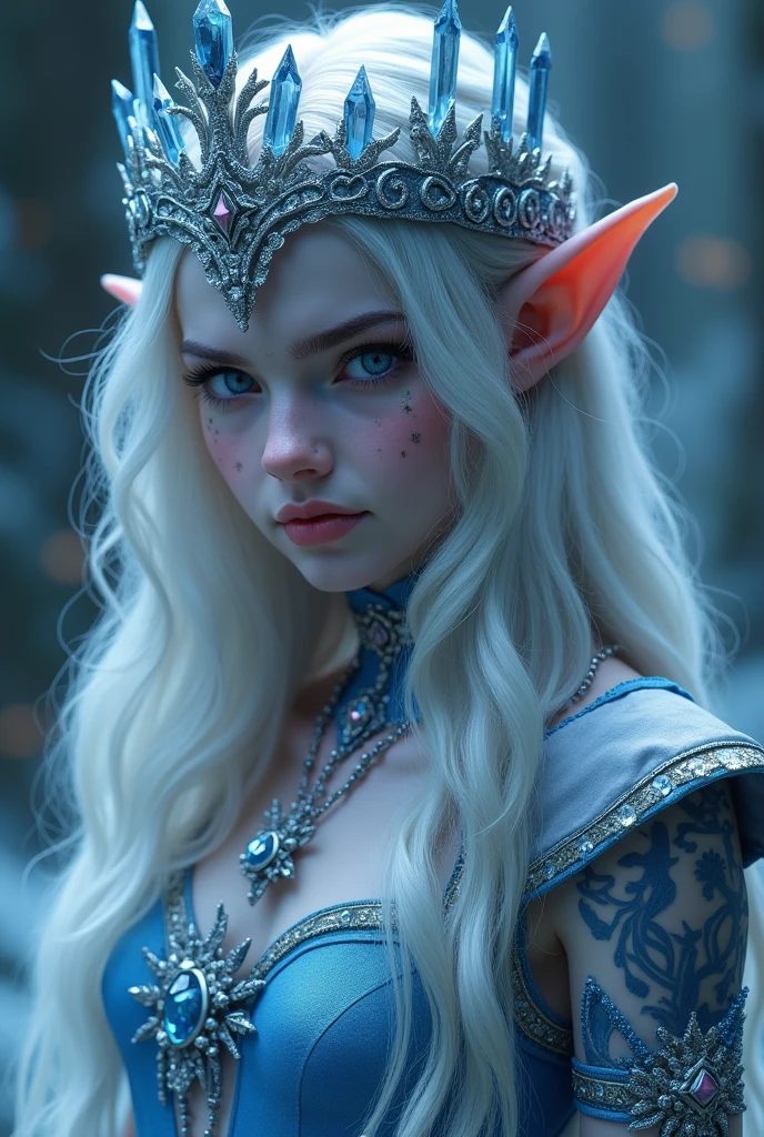 (half torso portrait), from LOTR in forest, (beautiful elf princess), (pointed elf ears), ((light blue eyes)), translucent dress, backlit, (ethereal elven architecture background), atmosphere, dust motes, cinematic, dark shot, muted colors, film grainy, insane details, intricate details, (sunset), ((lord of the rings)), (dynamic pose), mystical, (elegant), beautiful face, ((luxury elegant silver leaf tiara)), (((serene expression))), (detailed skin texture), intricately detailed, fine details, hyperdetailed, raytracing, rendered, (good proportions), (good anatomy), (subsurface scattering), (diffused soft lighting), (shallow depth of field), (Art by Oliver Wetter), perfect lighting, perfect shading, volumetric lighting, subsurface scattering, (photorealistic:1.5), centered, ((mature adult, adult body:1.6)), (comic style, 2D:1.25)
<lora:lilith1_v1-000002:0.7>(high detailed skin:1.1), [smiling | open mouth | closed mouth]
<lora:tgirl_v3b:0.5>(big thick penis:1.3), full body, 
<lora:more_details:0.5><lora:add_detail:0.3><lora:polyhedron_skinny_all:0.2><lora:GoodHands-vanilla:1>