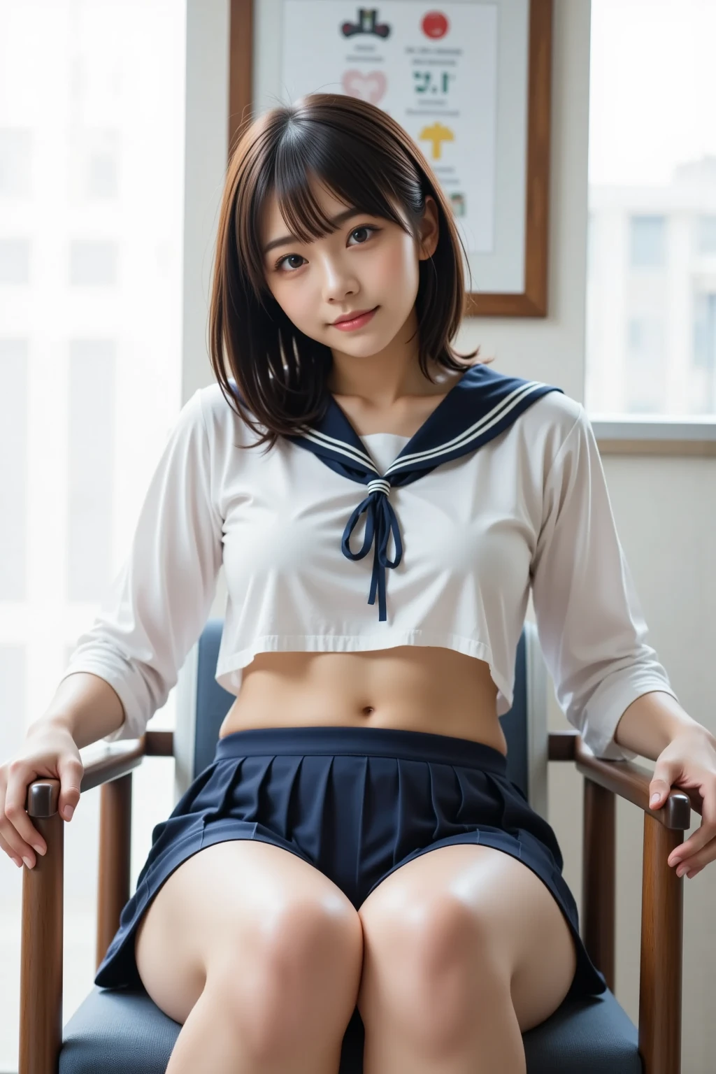 taken with canon 5d mk4, There is a woman sitting with her legs stretched in a surreal schoolgirl uniform,White mini skirt、Sleeveless、Beautiful belly button、Beautiful camel toe、Beautiful bust、Panties are visible、Sitting in a position where you can see your underwear.、 a sailor suit、White shorts、White undercoat、White pants、beautiful flaxen ponytail、Beautiful belly button、Beautiful photos~Cute Schoolgirl, wearing japanese school uniform, japanese girl school uniform, taken with canon eos 5 d mark iv, of a schoolgirl posing, Japan school uniform, zora々Shishi Japan of Girls, taken with canon 8 0 d, Canon 5