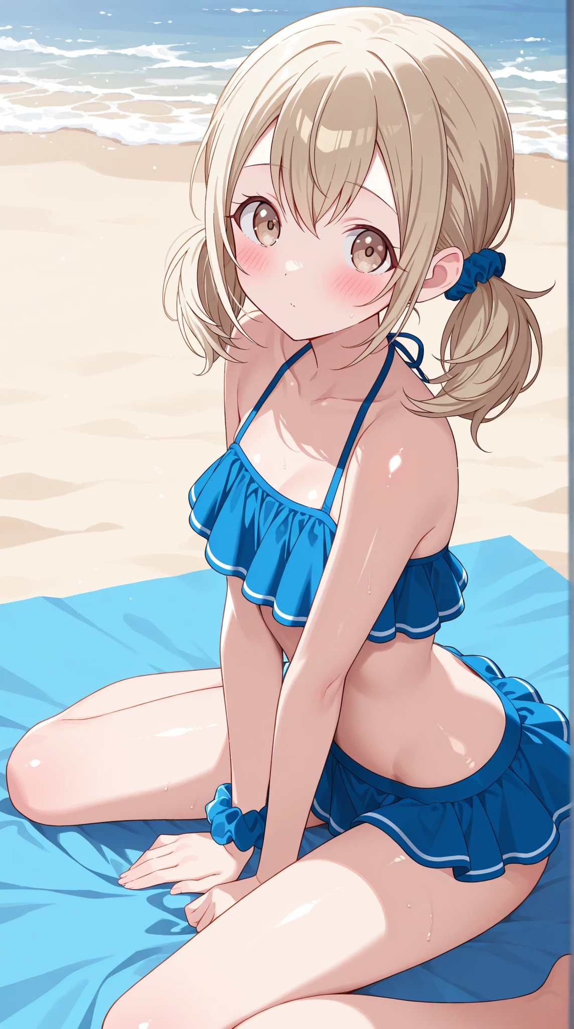 masterpiece, Highest quality, wallpaper, One girl, alone,Swimwear, Both sides up, summer、Seaside