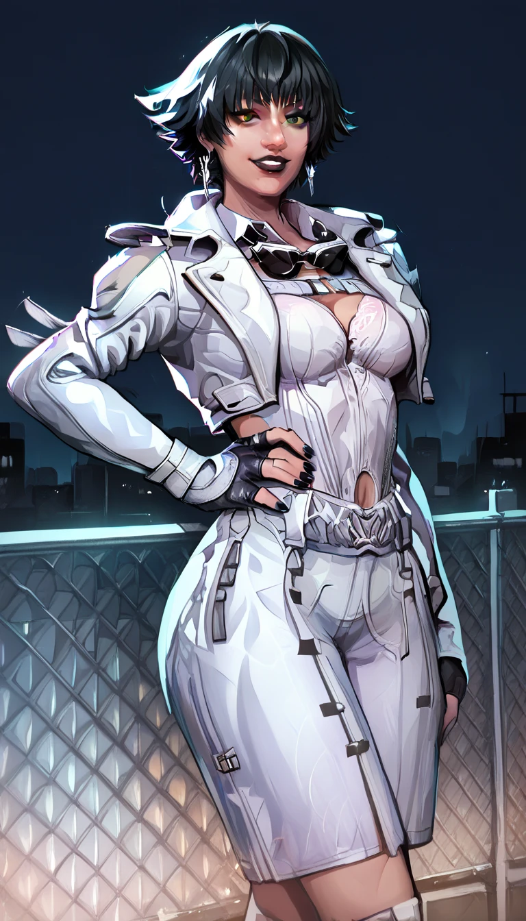 portrait, 1girl, beautiful face, asymmetrical hair, belt, bodysuit, covered mouth, covered navel, detached sleeves, grey eyes, hip vent, open jacket, night, cute, look at viewer, unparalleled masterpiece, ultra realistic 8k CG, perfect artwork, ((perfect female figure)), white hair,(((black sexy gel coat))),Alluring eyes, shiny skin,black sexy mask,High heel,red pink Erotic tattoos,delicate pattern, shiny skin, supernatural, phenomenal, fabulous, marvelous, stupendous, terrific, ((nsfw)), spotlight, extremely detailed face, super idol face,messy hair, perfect lighting, (detailedlight),full body