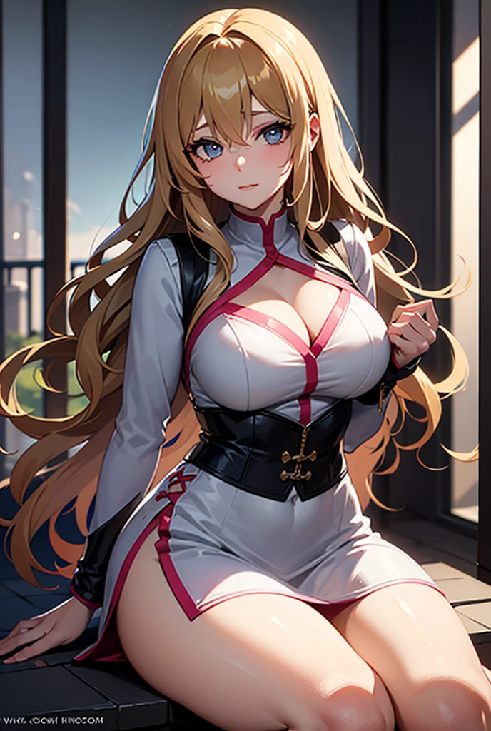 （（highest quality，8K，T Masterpiece：1.3））， sharp focus：1.2，cute woman with perfect figure：1.4，（（（（（huge cleavage））），（ridiculously big breasts：1.5），straight hair、hair blowing in the wind（huge hips），smile，thin abs：1.2，（（beautiful golden hair，：1.4）），Highly deしっぽed face and skin texture，tail eyes，double eyelid、/ (Wear a white top over a black playboy_bunny leotard:1.3), (Clothes divided into upper and lower parts:1.2), (short sleeve:1.1), ((red bunny girl costume:1.8)), (Fishnet tights:1.2), high heels, ((rabbit tail:1.2, rabbit ears)),
