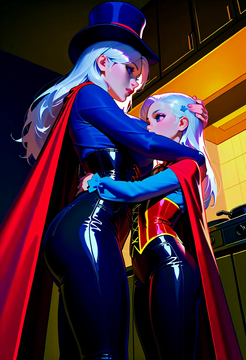 (fiche de conception de personnage, same character, Devant, side, de la), ((Extremely detailed illustration)), high resolution, des mains parfaites à cinq doigts, visage parfait . Deux filles de 25 ans,Soeurs jumelles, avec de gros seins et des mamelons qui pointent, vêtu d'une combinaison rose en latex (spandex) style hentaï ouverte aux parties intime, the scene shows her caressing her breasts, back bent facing the audience, angle de vue multiples, seductive and explicit, corps voluptueux et musclé, legs spread, plaisir intense écrit sur son visage, eyes rolled upwards. NSFW❤️💕💖💋