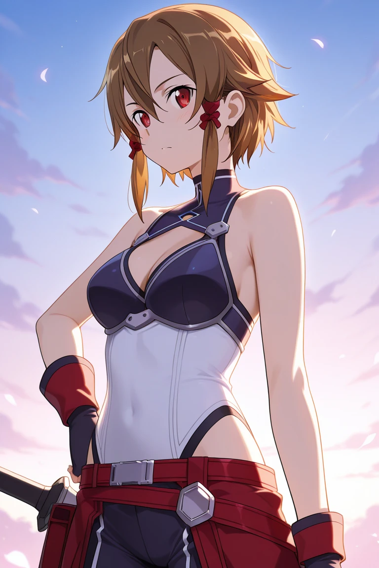 masterpiece, best quality, beautiful art, high resolution, well formed hands, body and fingers, 1 woman, solo, Lumine, adult, grown up, big breasted, cleavage, full body, long hair, gorgeous legs and thighs, smile, wearing a Tyris Flare outfit, sexy and skimpy bikini, she is fighting in a combat match at a martial arts tournament, she is getting ready to fight, making her guard pose, action and fighting scene, about to hit the viewer, looking at the viewer, sweating , feeling confident and proud, smiling joyfully and happily, charming her opponent with her beauty, fighting scene, martial arts tournament on the beach