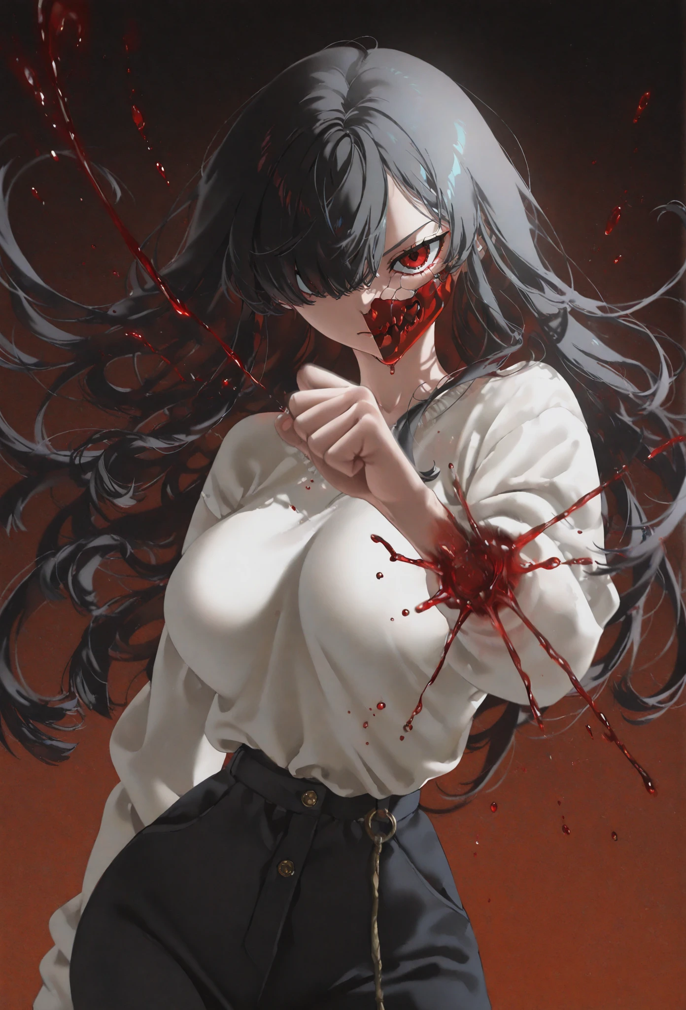 corpse, Blood is everywhere, blood splash, Dark hue, red tint