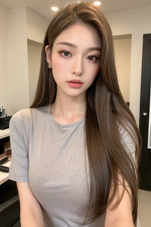 ((highest quality, 8k, masterpiece: 1.3)), 1 girl, Japanese Mature,The beauty of slim abs: 1.3, (Hair style Brown hair Wave, big: 1.2), Loungewear: 1.1, Super slender face, Delicate eyes, double eyelid, Dimples,mole, Home,Relaxing,Vertical navel,