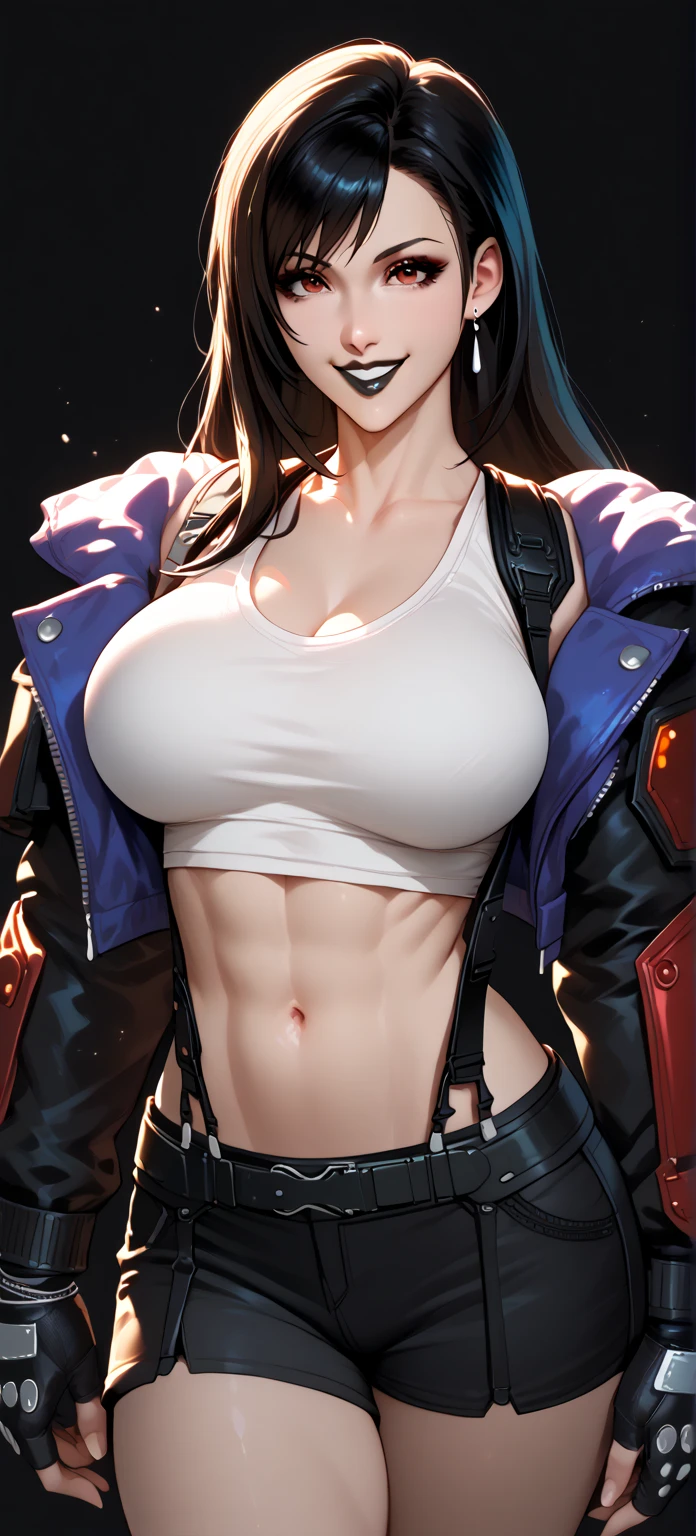 Katarina Alves, Tekken 7, on the fighting ring, big breast, midriff, wet body, detailed face, detailed body render, high quality, highres, highly detailed, girl, solo, sexy, blush