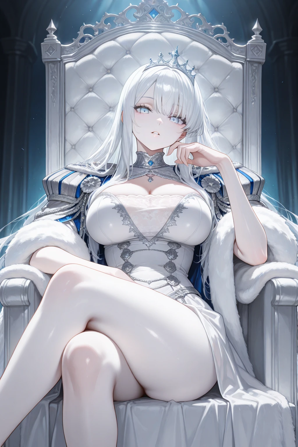 ((1girl, solo)), mature female, beautiful body, (perfect anatomy, perfect body, perfect hands, perfect legs), natural proportions, sexy body, large breasts BREAK 

((extremely detailed face)), (beautiful detailed eyes:1.6), (realistic pupils, realistic iris:1), expressive eyes, looking at viewer, (clear eyes:1.3), (hyperrealistic:1.2), (detailed skin texture:1.2), smooth skin, silver white hair, long hair, (detailed lips:1.2), (attractive lips:1.1), (glossy lips:1.1), perfect face, perfect eyes BREAK

(masterpiece:1.5), anime-style, top quality, best quality, (beautiful and aesthetic:1.2), (ultra detail:1.5), Ultra-detailed depiction, Ultra-precise depiction, extremely detailed 8k illustration, high resolution, (highly detailed shading:1.2), (realistic lighting:1.4), perfect lighting, vibrant colors, dynamic tones, striking hues, 8k, absurd resolution, perfect shadows, hdr, UHD, ambient lighting, realistic, ultra-realistic, photo realistic, highly detailed, rich detail, luminous colors, fine texture, intricate design, professional illustration, (soft light:1.2), (illustration:0.7)