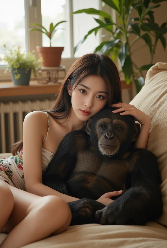 (and soul)、(secondary mysterious、Pisces、1 girl、blue hair、hair length、((French Twist))、blue eyes、gradient eyes、sparkling eyes、bright eyes、finely tuned、expressive eyes、nude, topless, tight breast, ripe breast、plump body, wet skin, wet hair, wearing iron gass facemask, gem、blue lighting、blue theme、(shape:1.5)、abstract、highest quality、Super detailed、(((hug a monkey on arms)))、take a shower, body wet by water, sexy, hot, upper part of the body, masterpiece